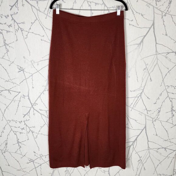 Spanner Burnt Sienna 50% Wool Knit Pull On Pencil Maxi Skirt - Picture 2 of 5